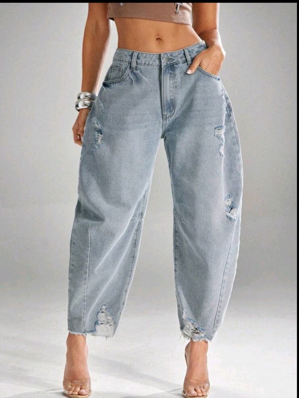 Casual Distressed Flare Leg Jeans